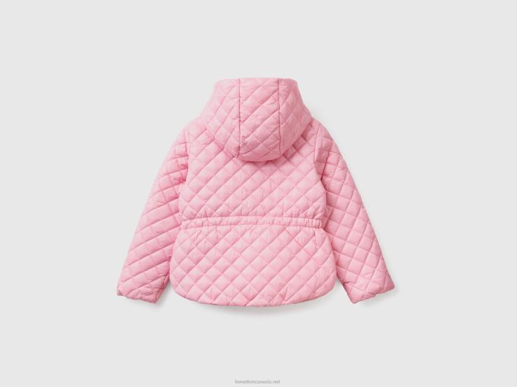 Quilted Jacket With Hood B4BF2425 Benetton Kids Pink