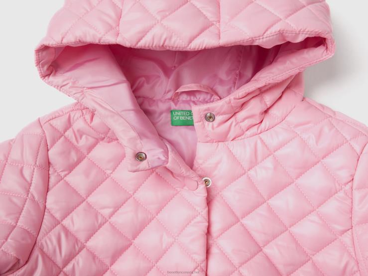 Quilted Jacket With Hood B4BF2425 Benetton Kids Pink