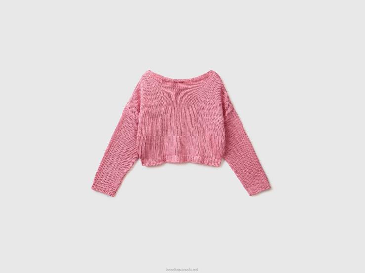 Cropped Sweater B4BF3425 Benetton Kids Pink