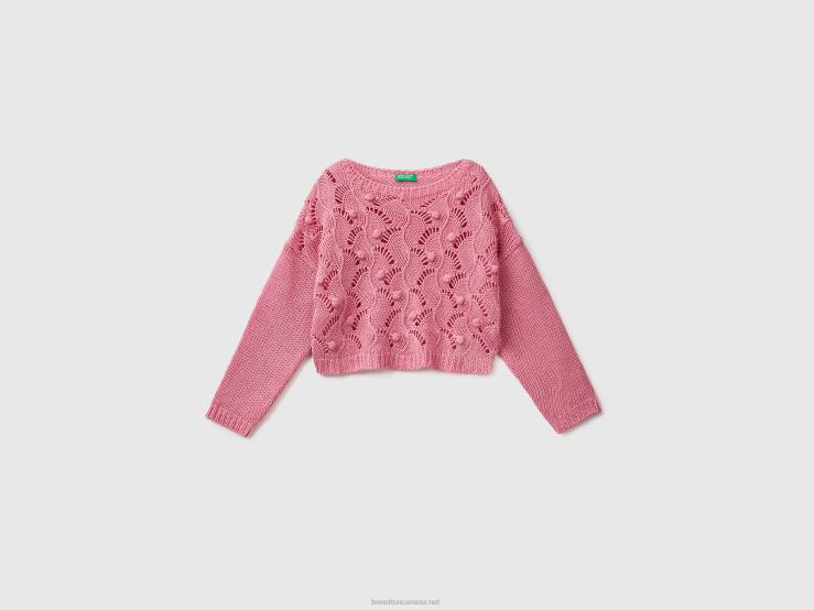 Cropped Sweater B4BF6088 Benetton Kids Pink