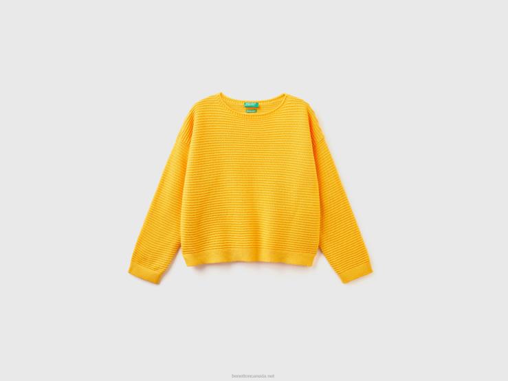 Sweater In Recycled Cotton Blend B4BF3437 Benetton Kids Yellow