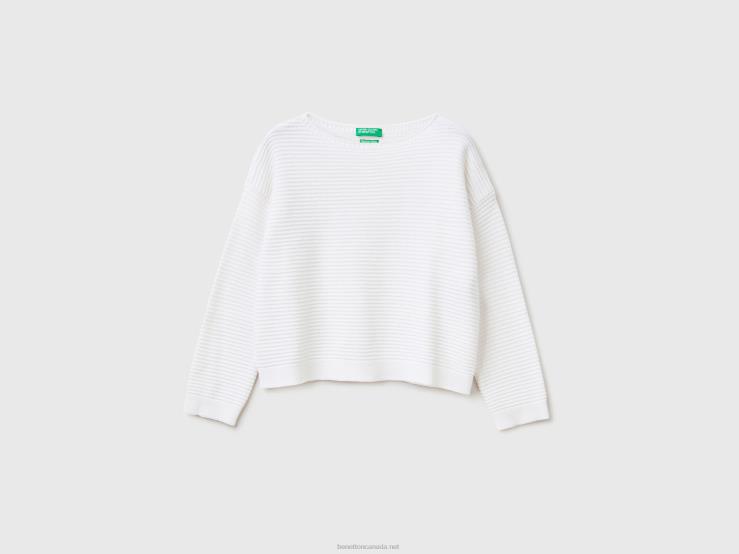 Sweater In Recycled Cotton Blend B4BF6094 Benetton Kids White