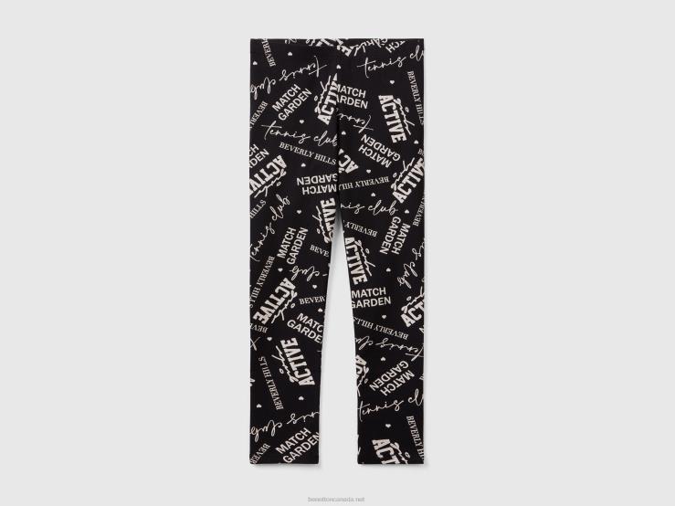 Leggings With Patterned Print B4BF2616 Benetton Kids Black