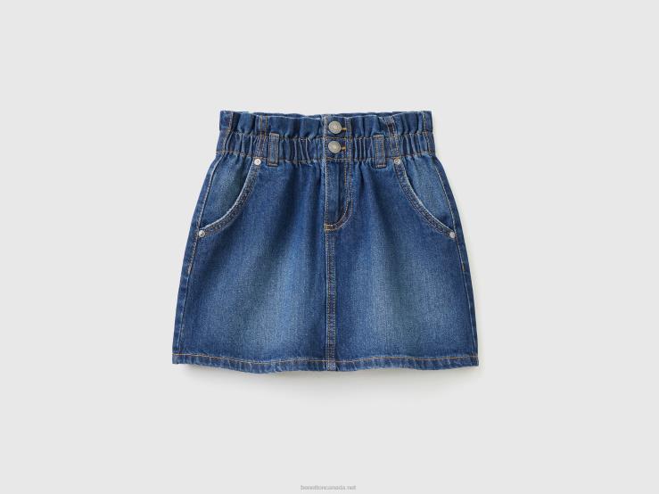 Denim Paperbag Skirt B4BF2721 Benetton Kids Dark Blue
