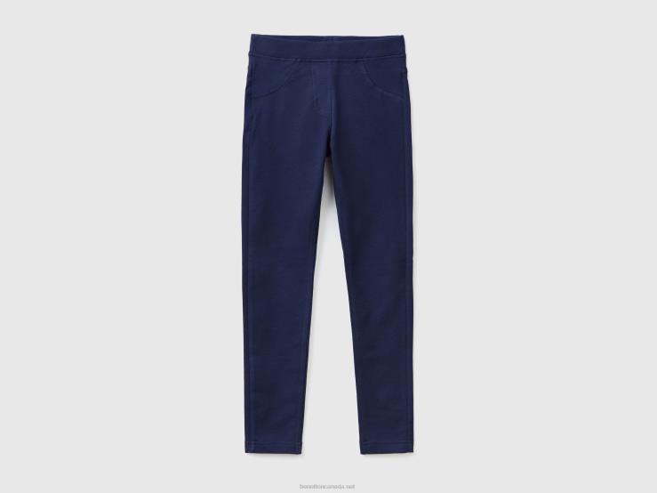 Stretch Sweat Fabric Jeggings B4BF5480 Benetton Kids Dark Blue