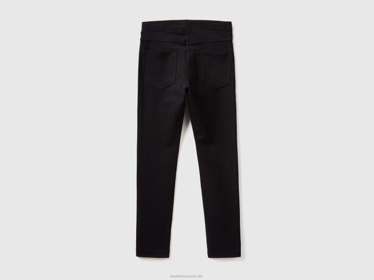 Stretch Sweat Fabric Jeggings B4BF5482 Benetton Kids Black