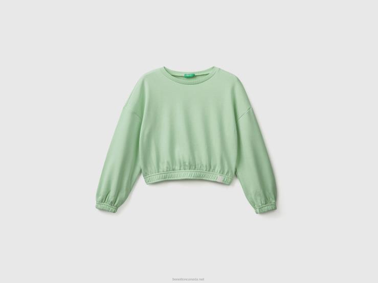 Cropped Sweatshirt In Recycled Fabric B4BF2531 Benetton Kids Green