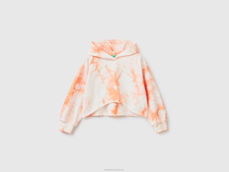Cropped Tie-Dye Hoodie B4BF2521 Benetton Kids Soft Pink