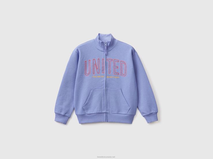 Sweatshirt With Zip And Collar B4BF5314 Benetton Kids Periwinkle