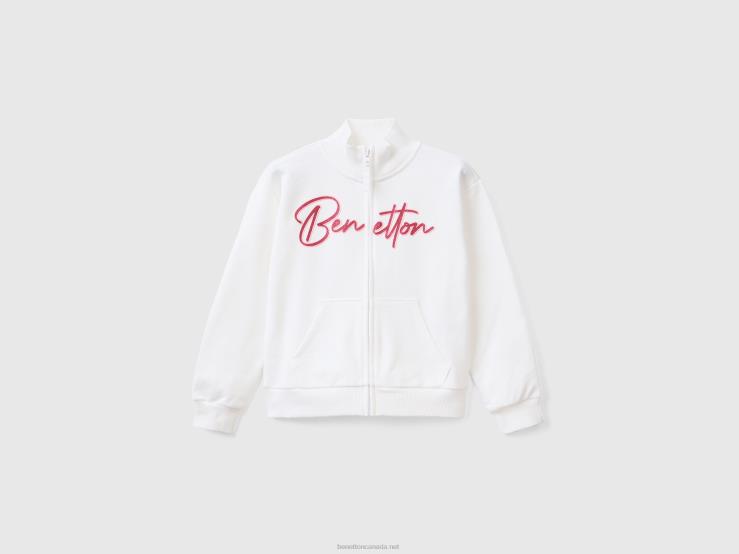 Sweatshirt With Zip And Collar B4BF5345 Benetton Kids White