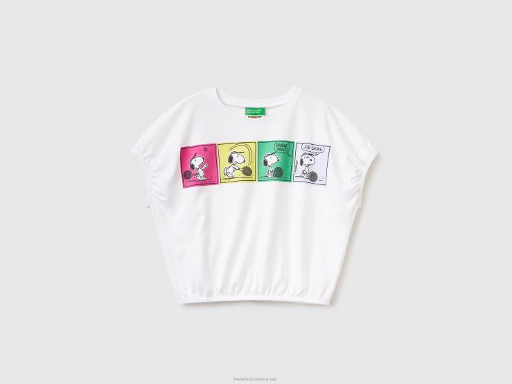 Boxy Fit Peanuts T-Shirt B4BF2460 Benetton Kids White
