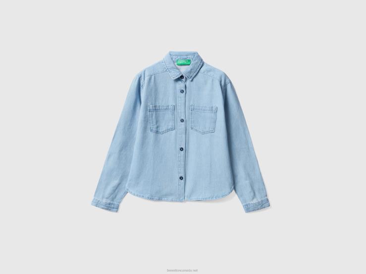 Lightweight Denim Shirt B4BF2451 Benetton Kids Blue