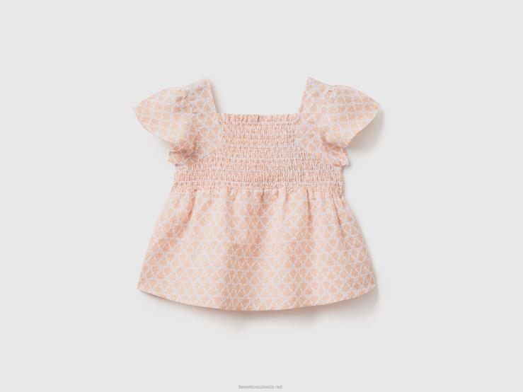 Patterned Blouse In Linen Blend B4BF5247 Benetton Kids White