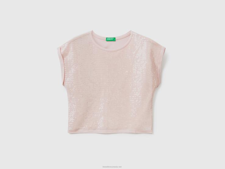 T-Shirt With Sequins B4BF5287 Benetton Kids Soft Pink