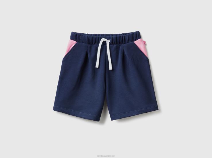 100% Cotton Sweat Bermudas B4BF2694 Benetton Kids Dark Blue