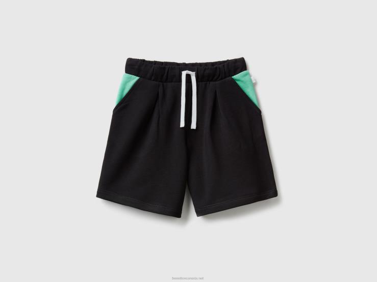 100% Cotton Sweat Bermudas B4BF2712 Benetton Kids Black