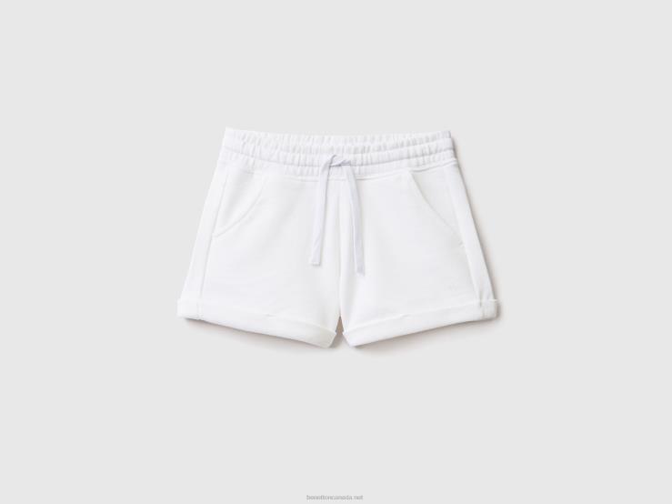 100% Cotton Sweat Shorts B4BF2709 Benetton Kids White