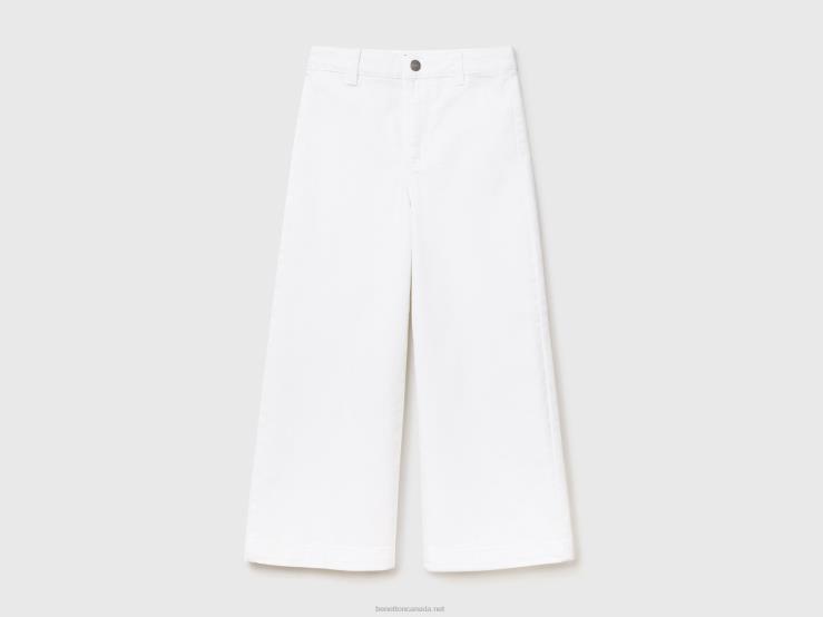 Palazzo Trousers In Stretch Cotton B4BF2635 Benetton Kids White