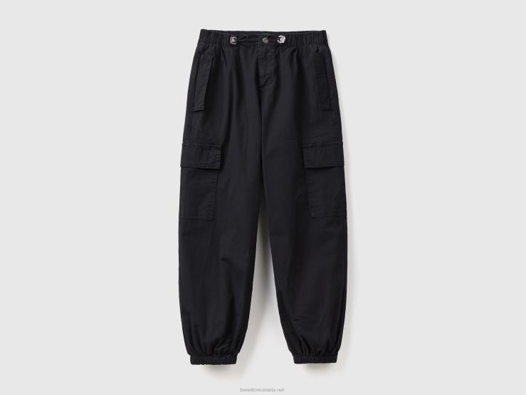 Parachute Trousers With Large Pockets B4BF5463 Benetton Kids Black