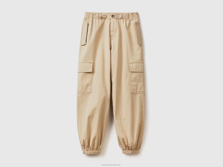 Parachute Trousers With Large Pockets B4BF5468 Benetton Kids Beige