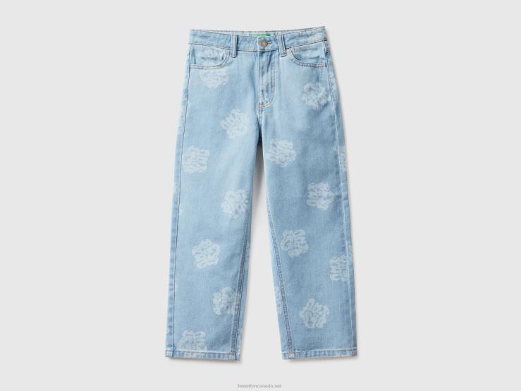 Printed Straight Fit Jeans B4BF5459 Benetton Kids Light Blue