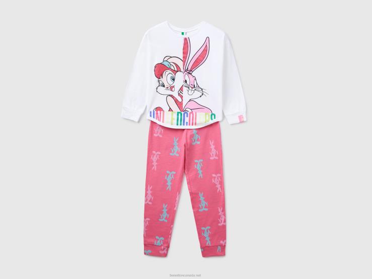 Long Bugs Bunny & Lola Pyjamas B4BF2776 Benetton Kids White