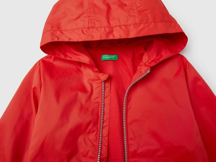 Light Jacket With Hood B4BF2101 Benetton Kids Red