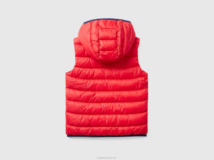 Padded Jacket With Hood B4BF2098 Benetton Kids Red