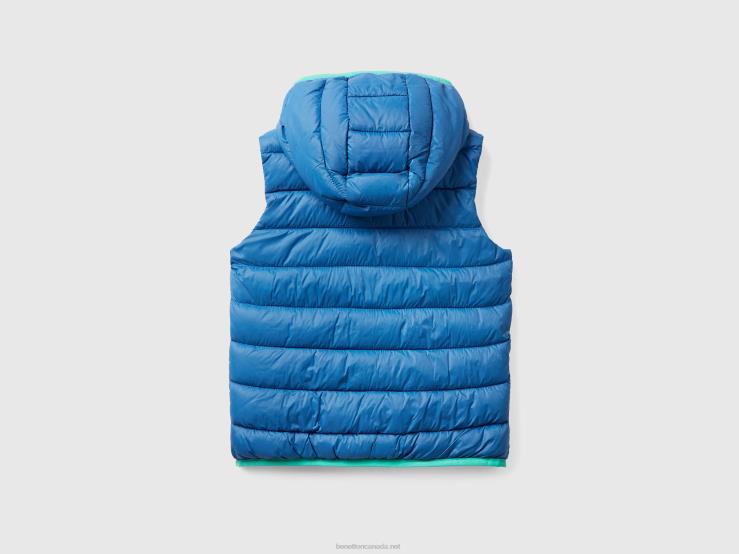 Padded Jacket With Hood B4BF5010 Benetton Kids Bright Blue