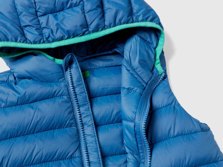 Padded Jacket With Hood B4BF5010 Benetton Kids Bright Blue