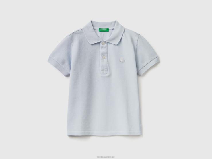 Short Sleeve Polo In Organic Cotton B4BF5141 Benetton Kids Sky Blue