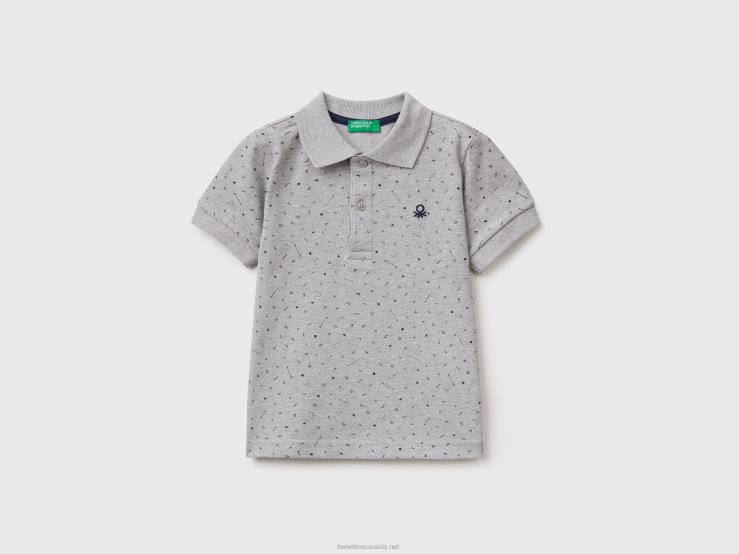 Slim Fit Micro Patterned Polo B4BF2295 Benetton Kids Light Gray