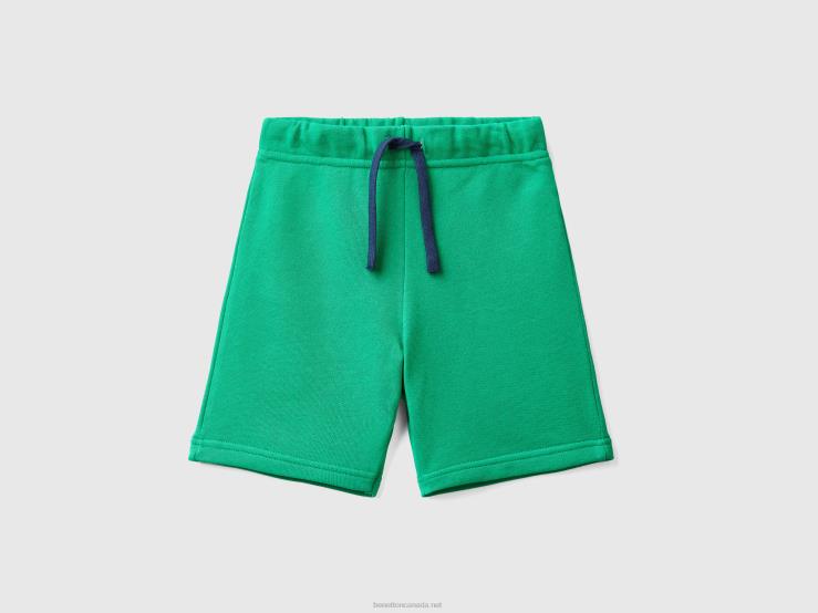 Bermudas In 100% Organic Cotton Sweat B4BF2329 Benetton Kids Green
