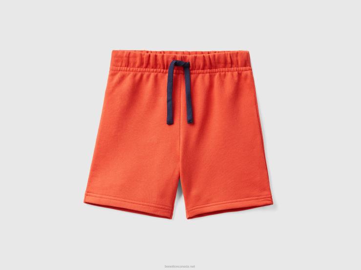 Bermudas In 100% Organic Cotton Sweat B4BF2336 Benetton Kids Red