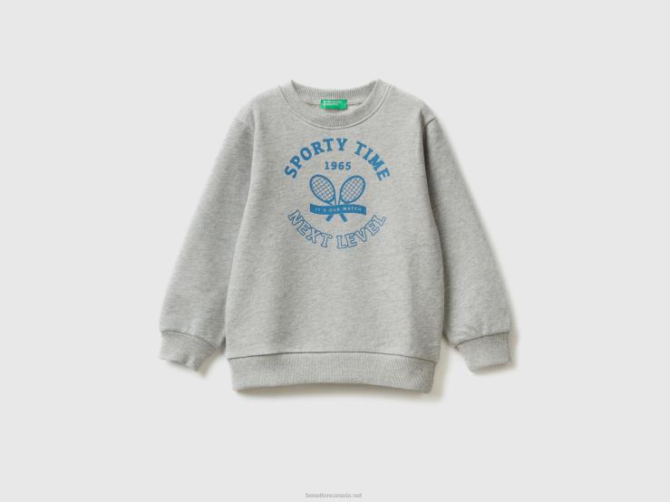 Crew Neck Sweatshirt With Print B4BF2264 Benetton Kids Light Gray