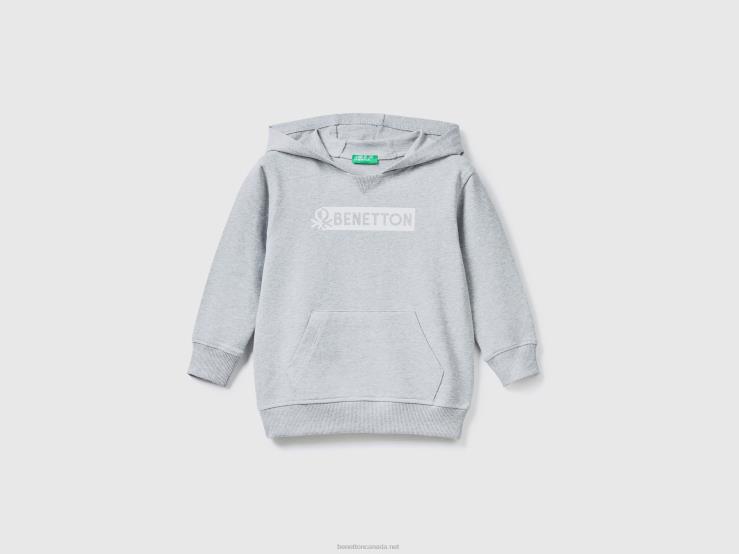 Hoodie In Stretch Organic Cotton B4BF2253 Benetton Kids Light Gray