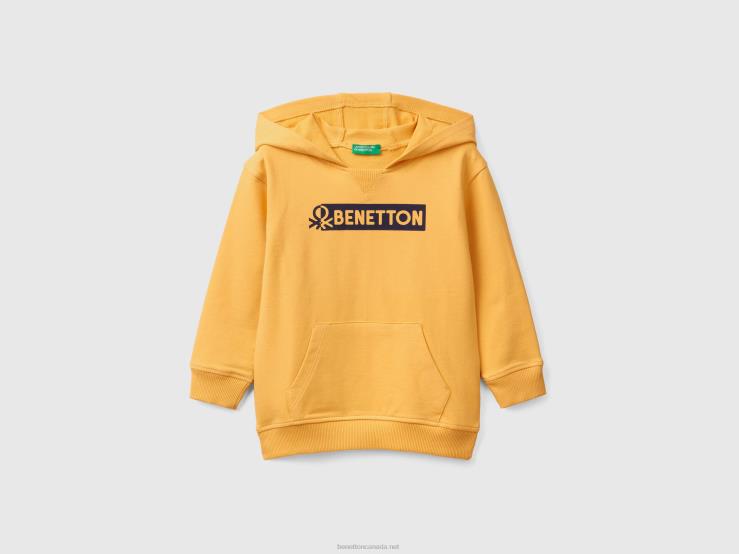 Hoodie In Stretch Organic Cotton B4BF5133 Benetton Kids Yellow