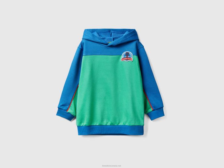 Hoodie In Technical Fabric B4BF2242 Benetton Kids Bright Blue