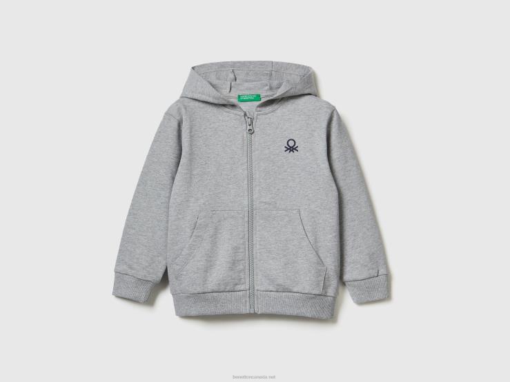 Hoodie With Logo B4BF5124 Benetton Kids Light Gray