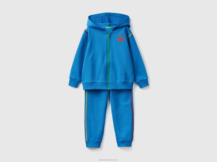 Sweat Tracksuit In 100% Cotton B4BF2244 Benetton Kids Bright Blue