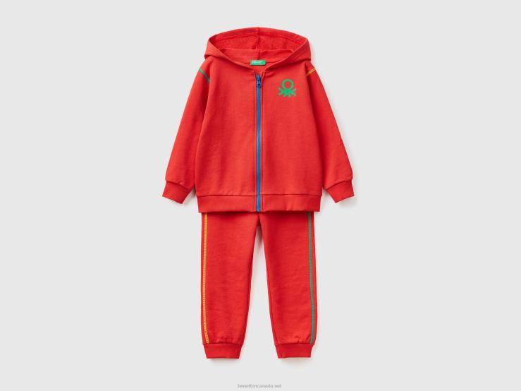 Sweat Tracksuit In 100% Cotton B4BF2284 Benetton Kids Red