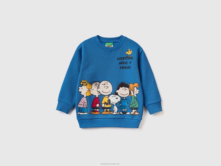 Sweatshirt With Peanuts Print B4BF2285 Benetton Kids Bright Blue