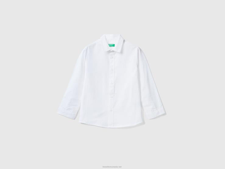 Classic Shirt In Pure Cotton B4BF2236 Benetton Kids White