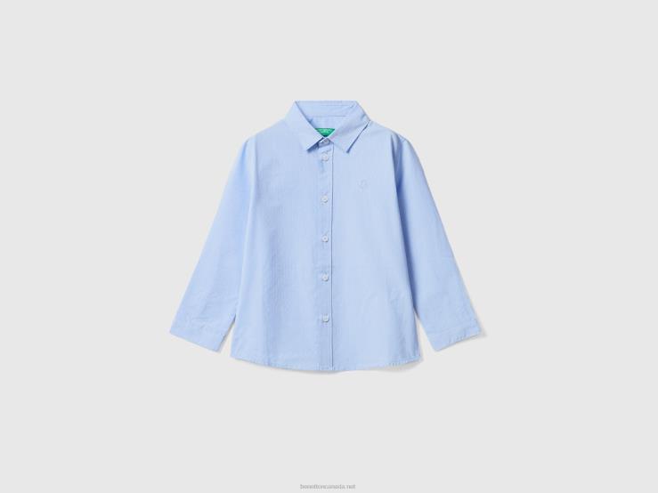 Classic Shirt In Pure Cotton B4BF2237 Benetton Kids Sky Blue