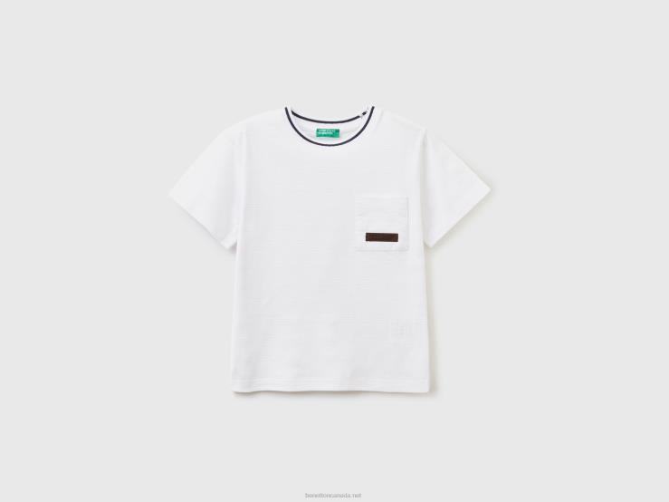 Jacquard T-Shirt With Pocket B4BF2124 Benetton Kids White