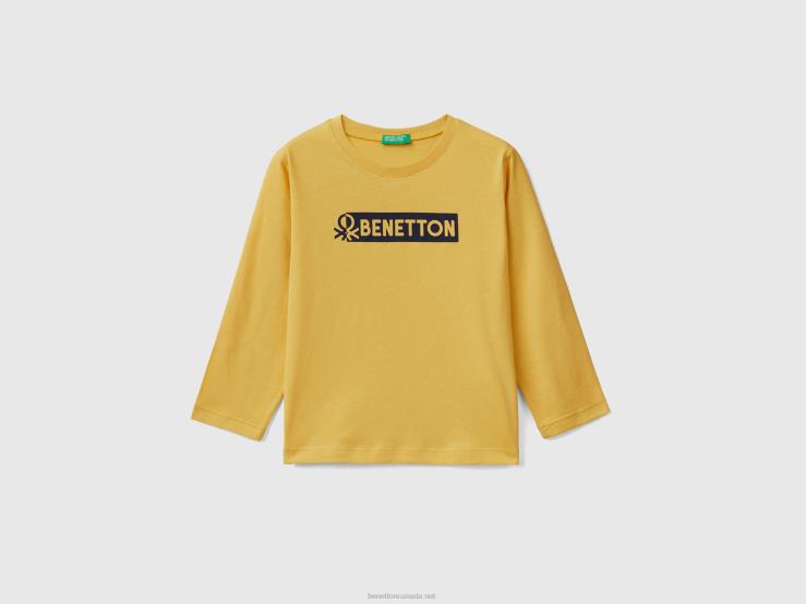 Long Sleeve T-Shirt With Logo B4BF5071 Benetton Kids Yellow