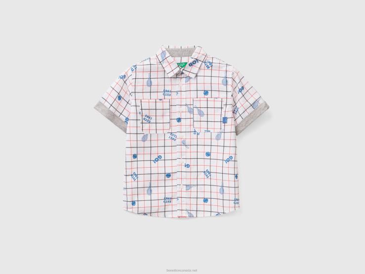 Printed Short Sleeve Shirt B4BF2219 Benetton Kids White