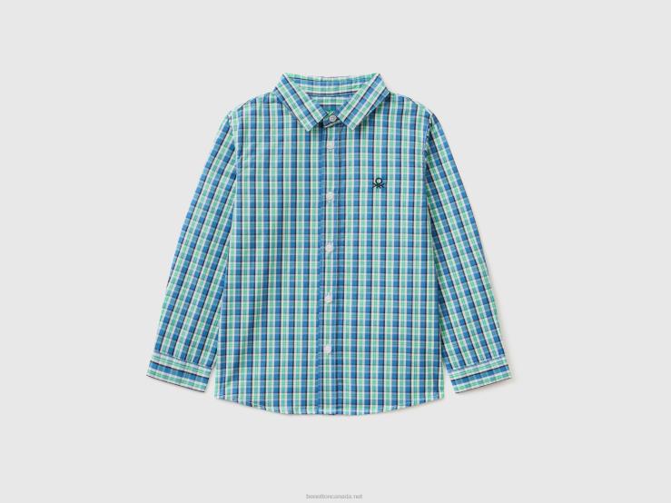 Shirt In Pure Cotton B4BF2166 Benetton Kids Green