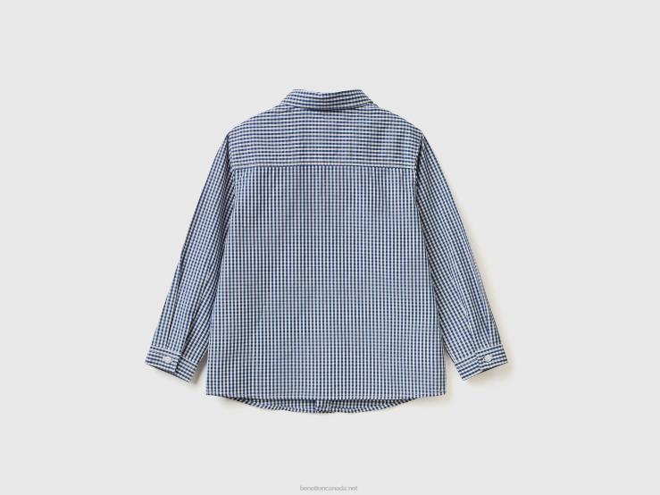 Shirt In Pure Cotton B4BF2233 Benetton Kids Blue