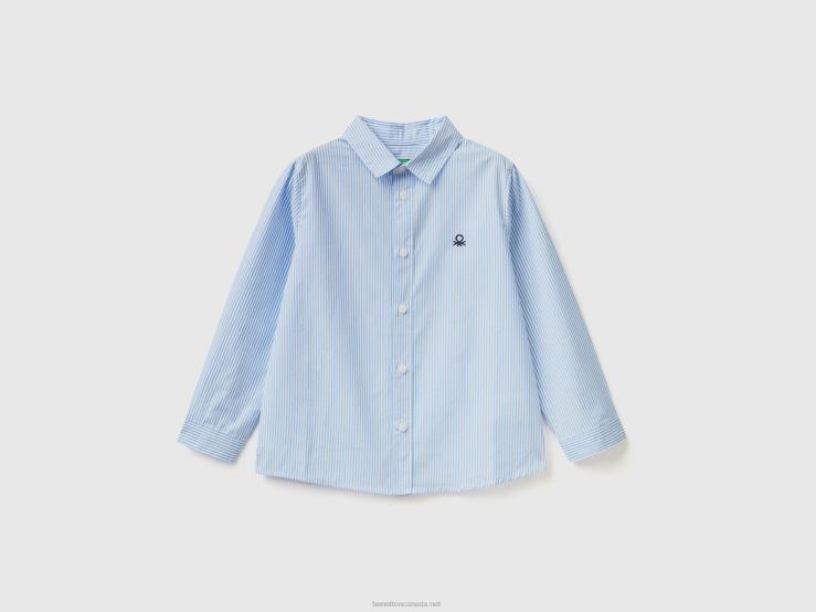 Shirt In Pure Cotton B4BF2234 Benetton Kids Sky Blue